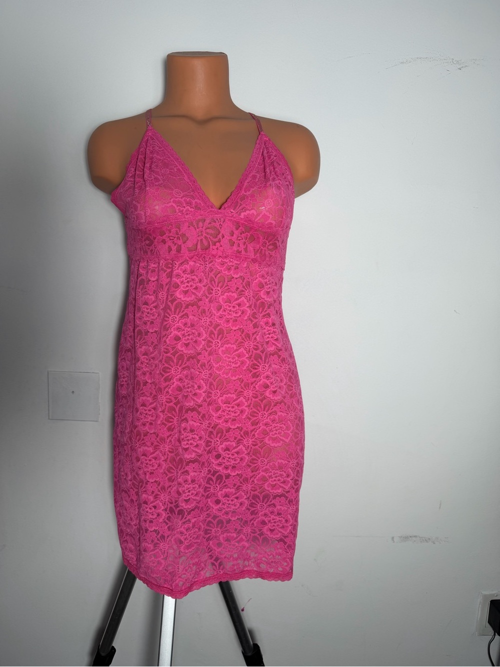 Victoria's Secret Fuchsia Lace Chemise babydoll
